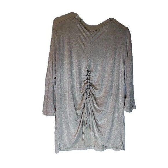 Chico’s Top S (0) Cream 3/4 Sleeve Tie Back Casual Normcore Modern Boho Blouse - Picture 5 of 5